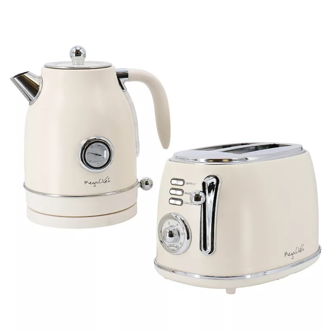 MegaChef 1.7-Liter Electric Tea Kettle & 2-Slice Toaster Combo