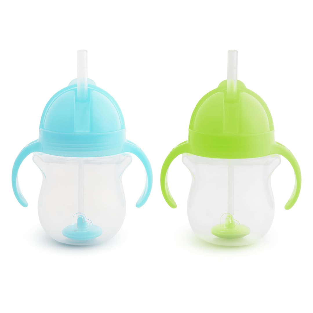 2-Pack Munchkin Click Lock Weighted Straw Cup, 7 Ounce