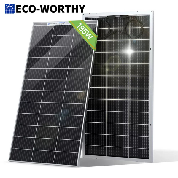 ECO-WORTHY Bifacial 195W Watt 12V Solar Panel Mono HighEfficiency PV for Sunshed