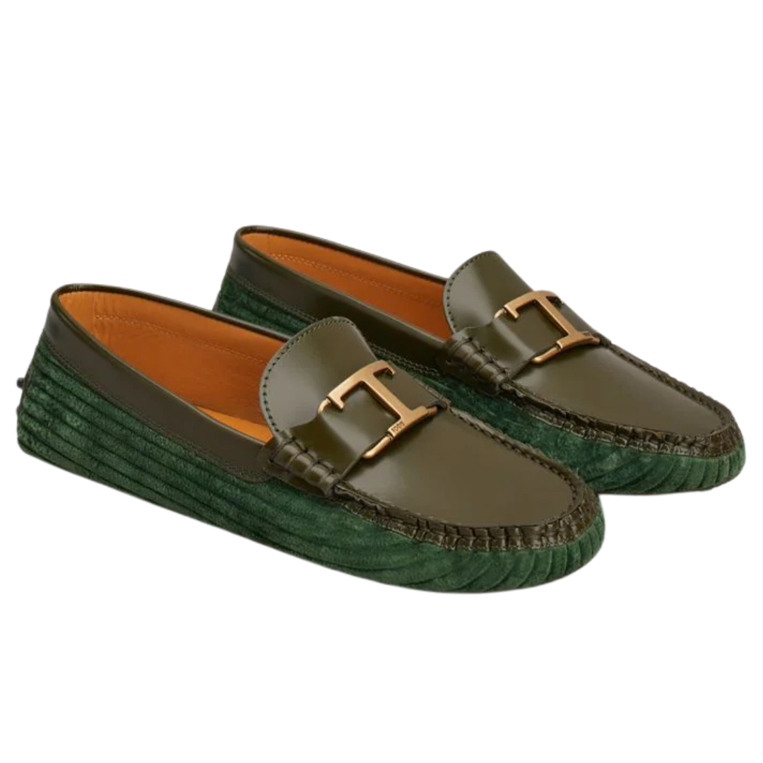 Tod's Women's T Timeless Leather & Velvet Gommino Driving Shoes (Green)