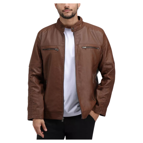 X RAY Men's Grainy PU Leather Moto Jacket