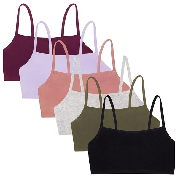 6-Pack Fruit of the Loom Women's Spaghetti Strap Cotton Pullover Sports Bra