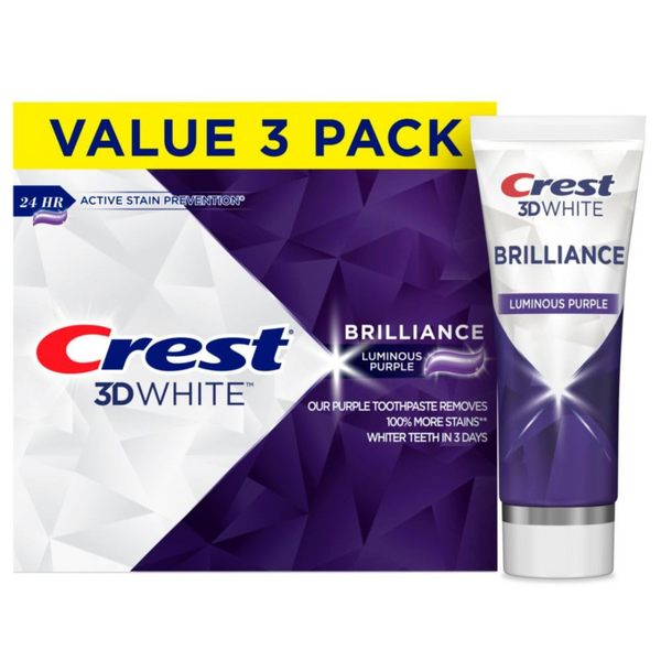 Crest 3D White Brilliance Luminous Purple Teeth Whitening Toothpaste (4.6 Oz Pack Of 3)