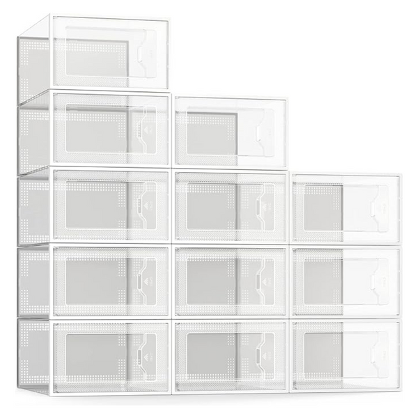 12-Pack See Spring Large Clear Plastic Stackable Shoe Organizer