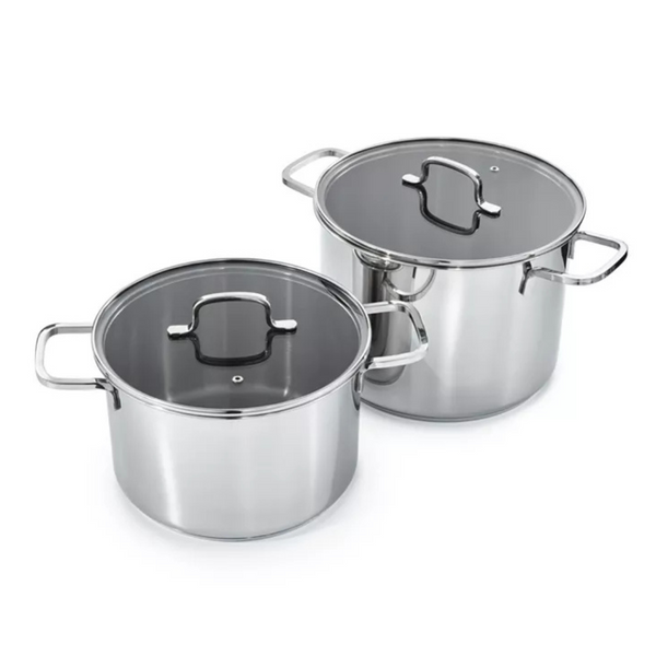 BergHOFF Helix 4-Piece Stainless Steel Stockpots With Glass Lids