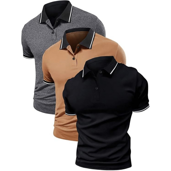 3-Pack Soly Hux Men's Casual Short Sleeve Collar Golf T-Shirt