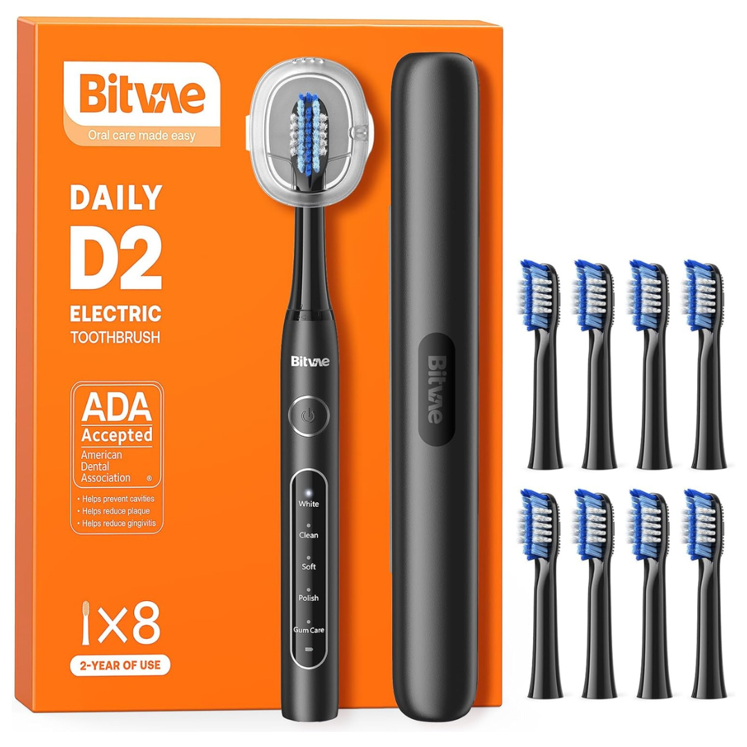 Bitvae Ultrasonic 5-Modes Electric Toothbrush with 8 Toothbrush Heads