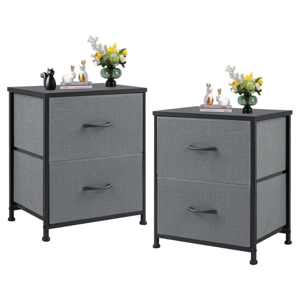 Set Of 2 Sweetcrispy 20'' Bed Side Fabric Cabinet Nightstand