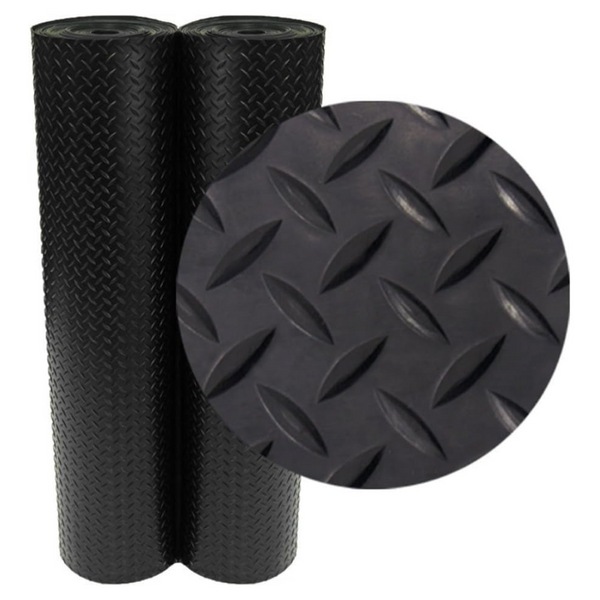 Rubber-Cal 4ft x 7ft Diamond-Plate Rubber Flooring Rolls