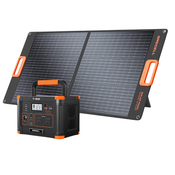 500W Portable Power Station Solar Generator With 100W Solar Panel