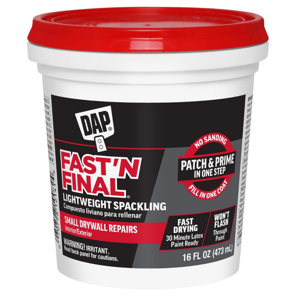 Dap 12141 Fast'N Final Spackling Interior And Exterior White (16 Fl Oz)