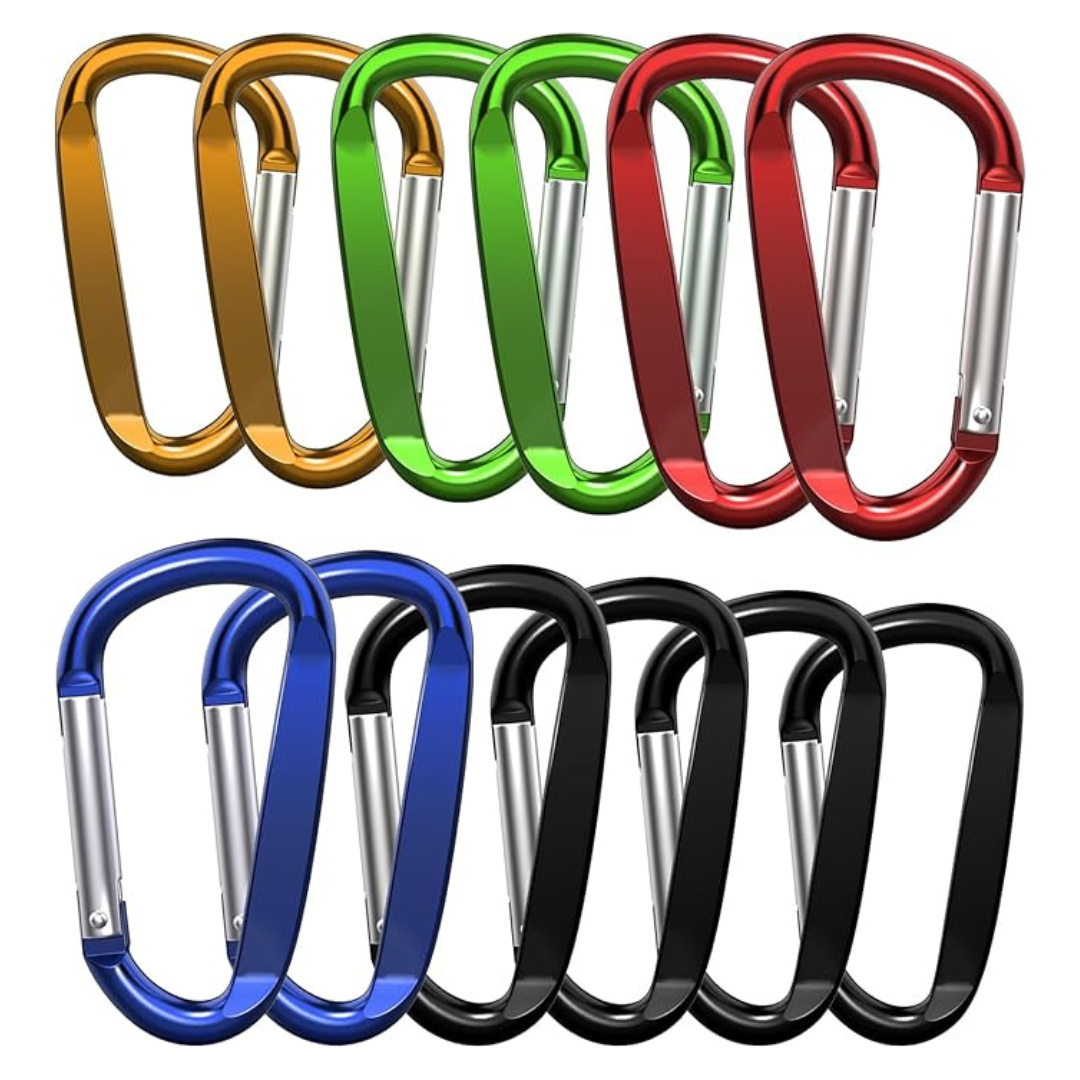 12-Piece 3" Aluminum Carabiner Clips