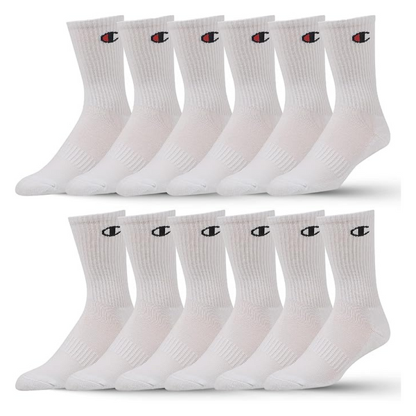 12-Pair Champion Crew Low Cut No Show Ankle Quarter Socks