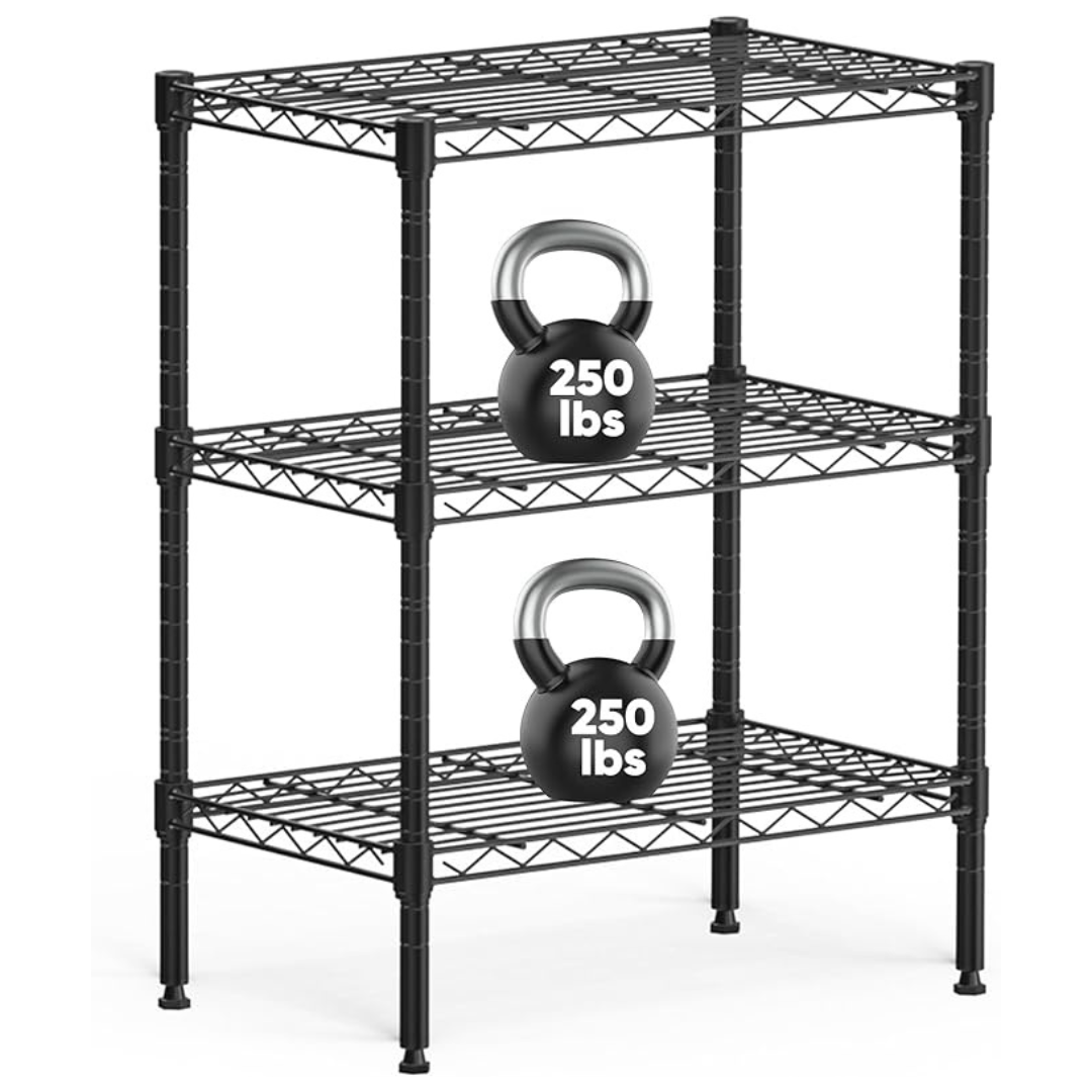 Sweetcrispy 3-Tier Storage Shelving Unit (13.8" D x 23.6" W x 30" H)