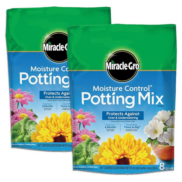 2-Pack Miracle-Gro Moisture Control Flower & Plant Potting Mix, 8 Qt