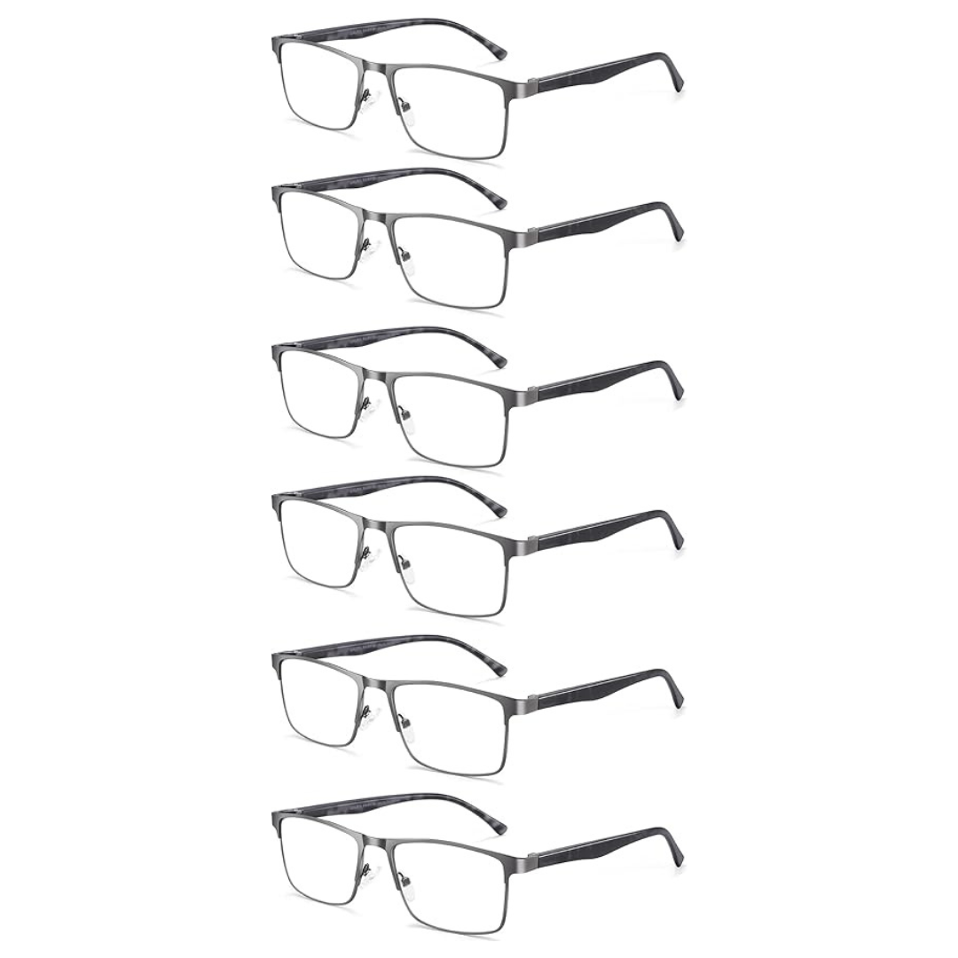 6-Pairs Men's Stylish Metal Frame Reading Glasses