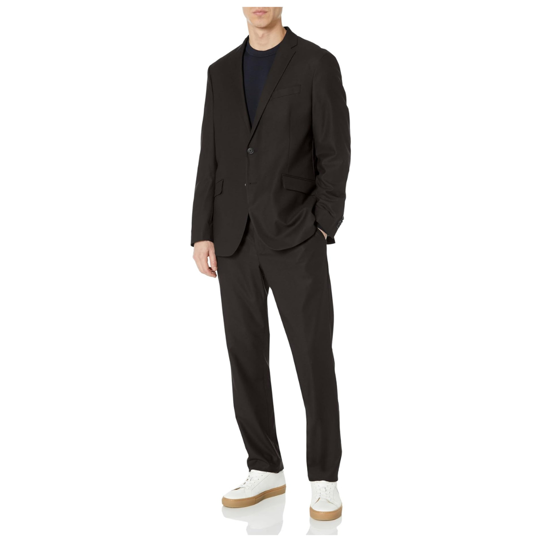 Kenneth Cole REACTION Men's Performance Fabric Slim Fit Suit (Black)