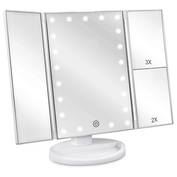 Tri-Fold Touch Screen Vanity Mirror with 21 LED Lights