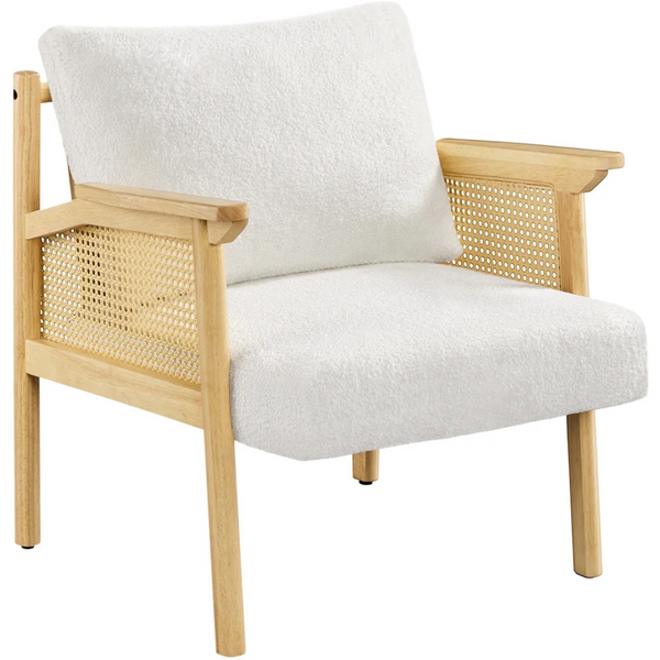 Renwick Upholstered Accent Chair with Rattan Back and Sides