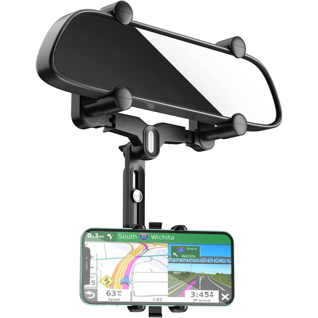 JOCOSA 360 deg. Rotatable Rear View Mirror Phone Holder