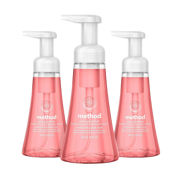 3-Pack Method Foaming Pink Grapefruit Biodegradable Formula Hand Soap