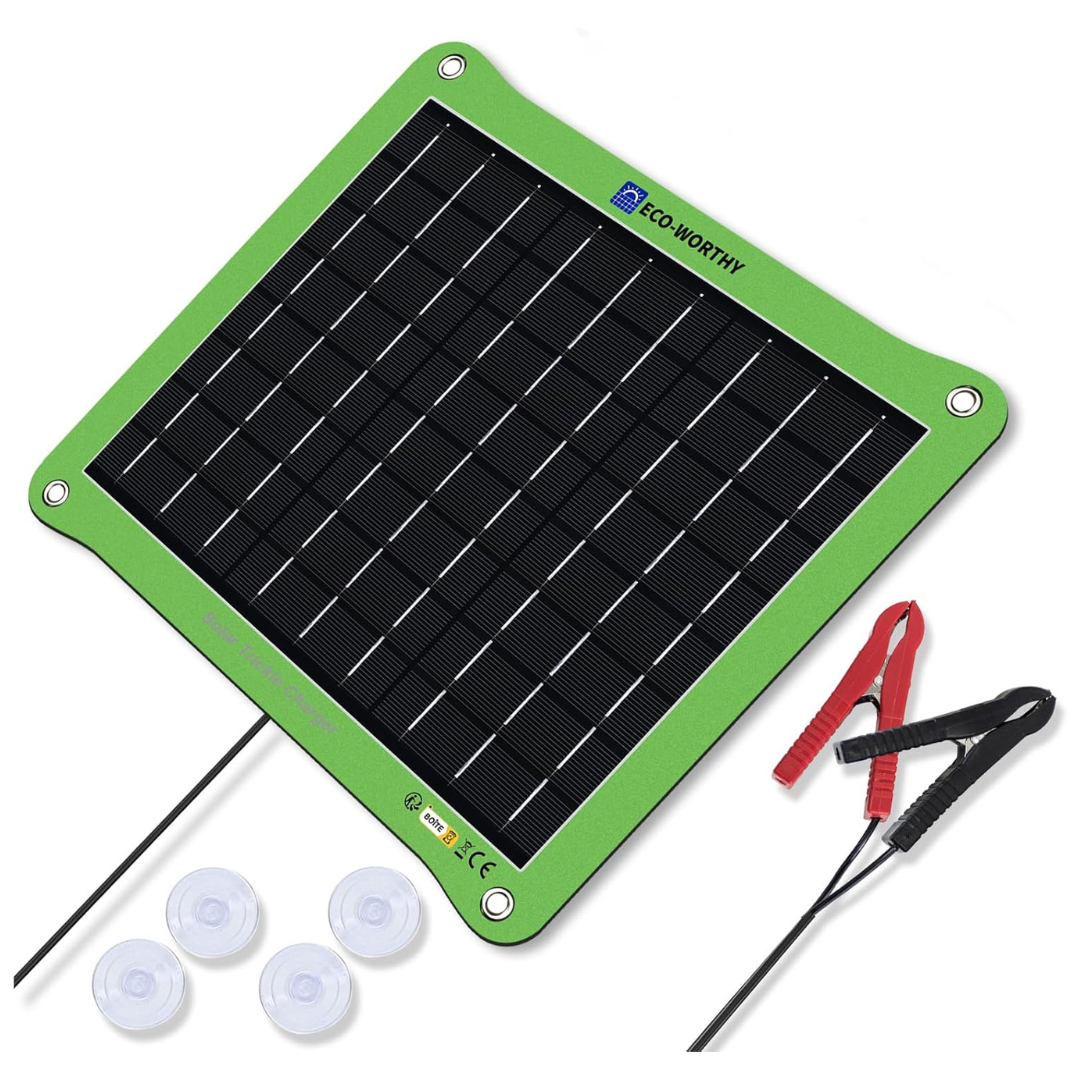 Eco-Worthy Upgrade 7.5W Waterproof Solar Panel Portable Trickle Charger