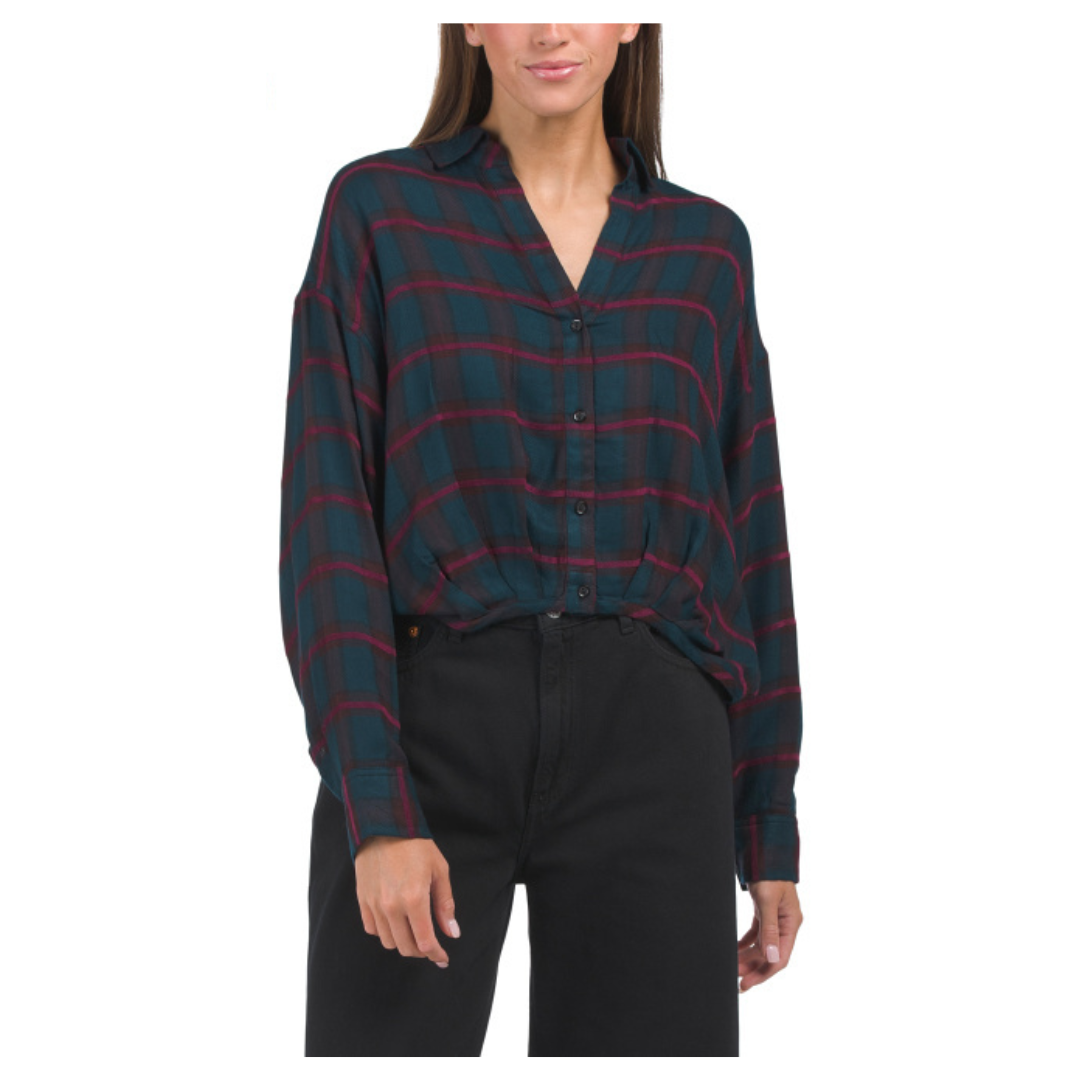 Women's Tessa Crop Long Sleeve Button Down Top