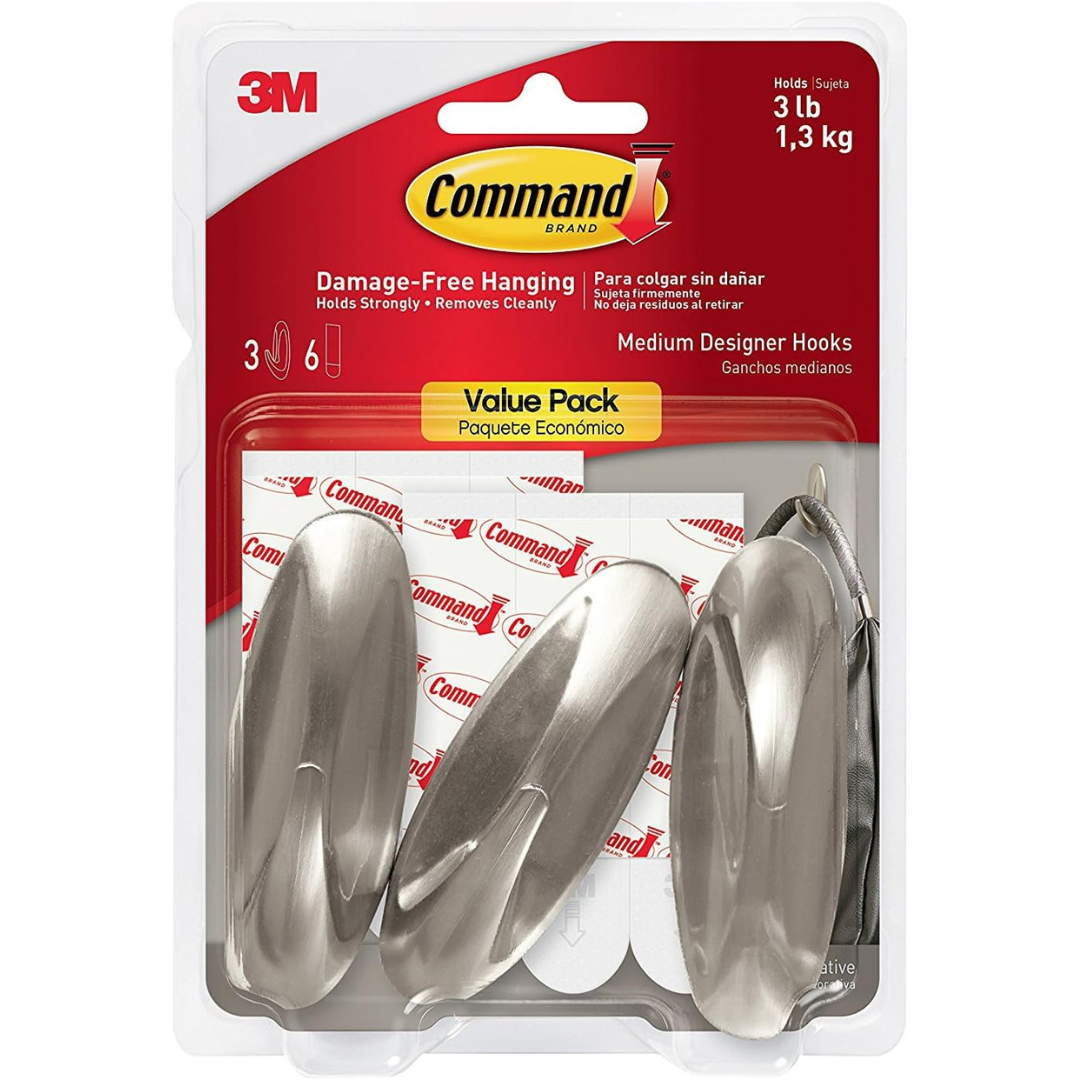 3-Pack Command Medium Designer Hooks With 6 Strips