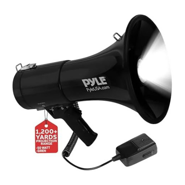 Pyle 50W Portable Megaphone Bullhorn Speaker With Microphone