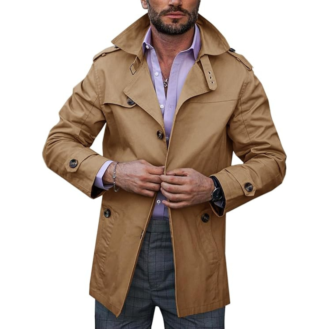 Men's Slim Fit Notch Lapel Windbreaker Jacket