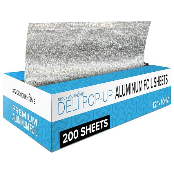 Stock Your Home 200 Count Pre-Cut Deli Aluminum Foil Sheets