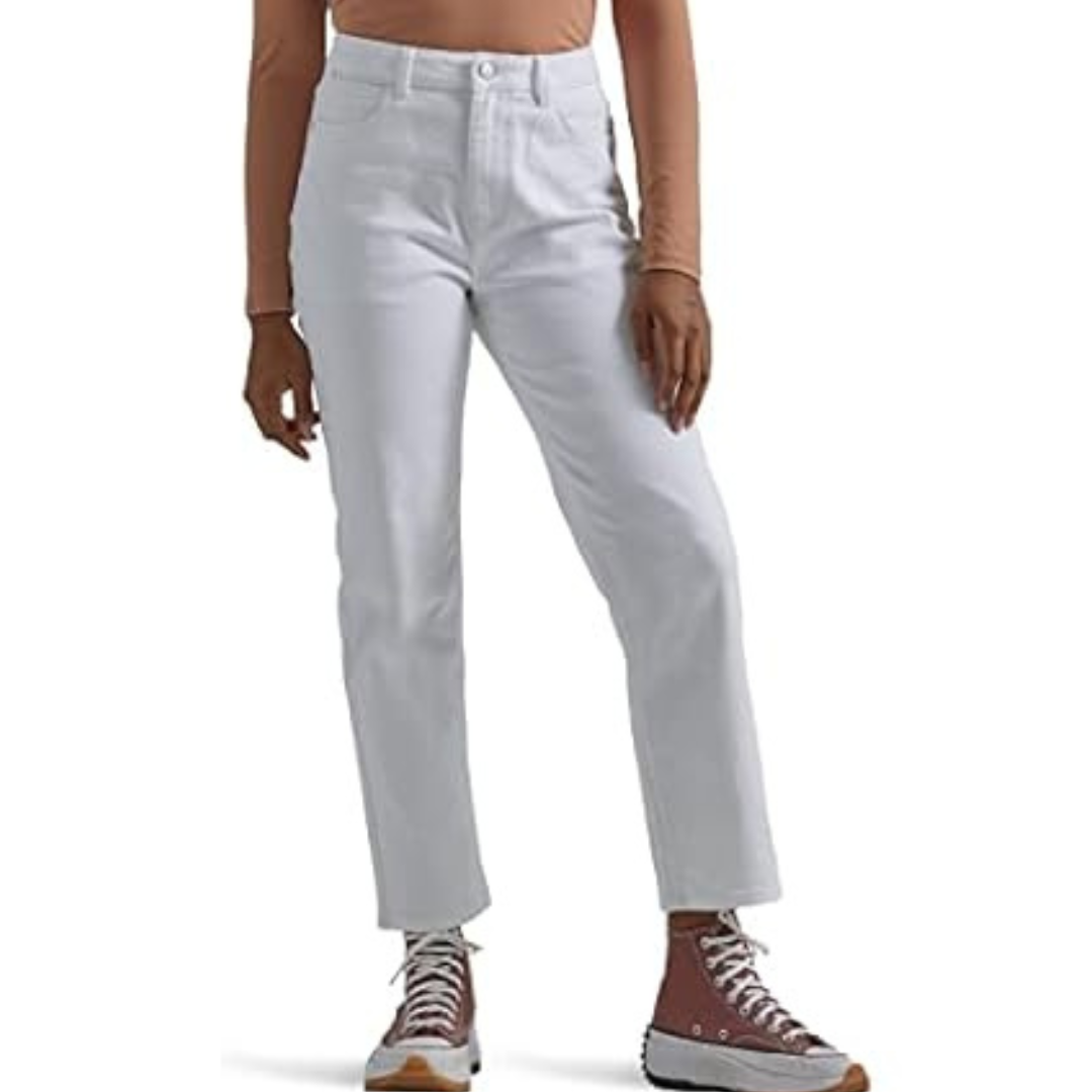 Wrangler Women's High-Rise Rodeo Straight Leg Crop Jeans (White)