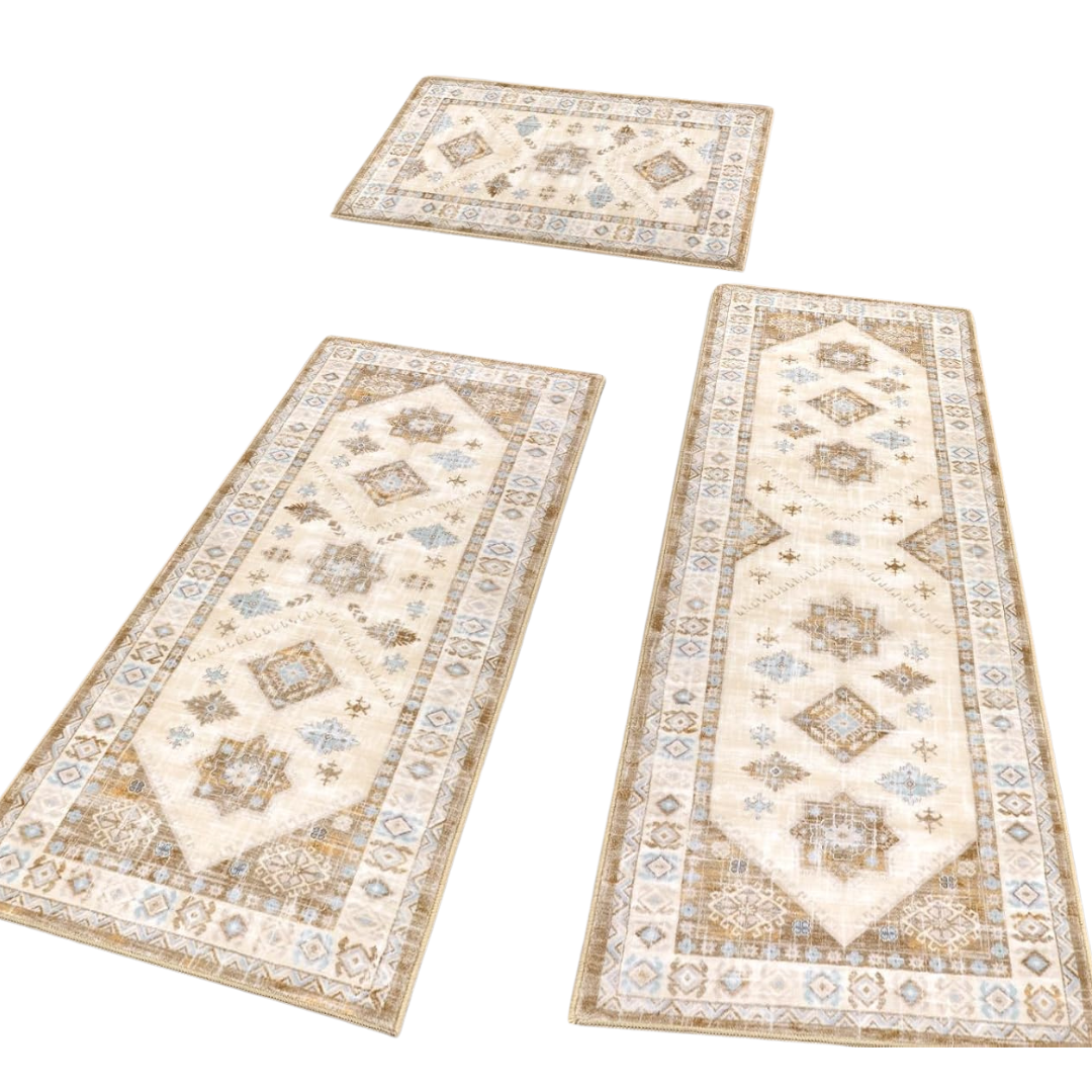 3-Piece Non Slip Washable Boho Kitchen Rug (Various)