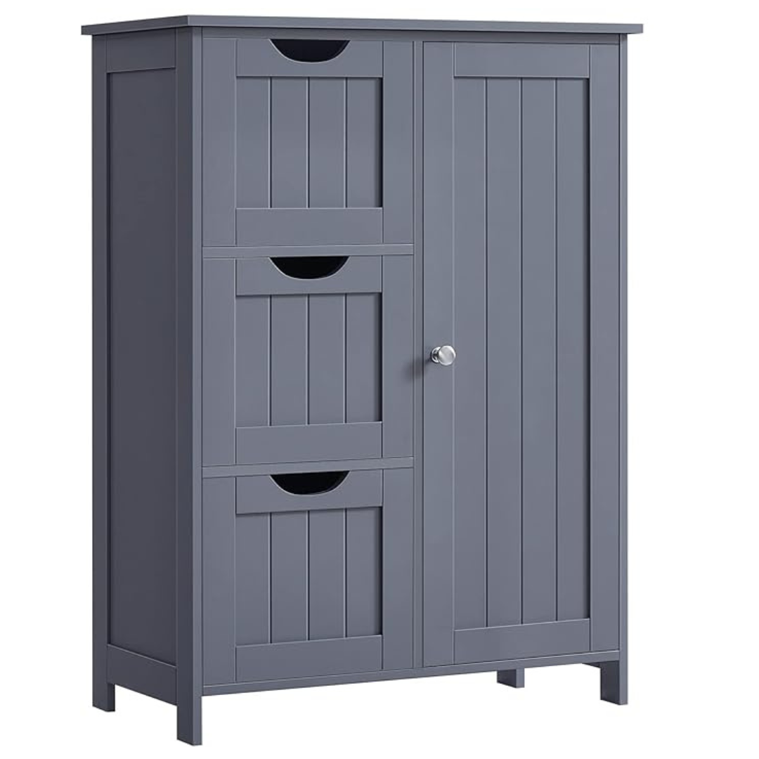 VASAGLE Bathroom Floor Storage Cabinet, Bathroom Storage Unit With 3 Drawers