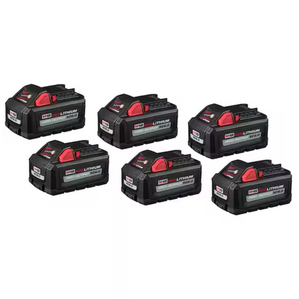 6-Pack Milwaukee Tool M18 Lithium-Ion High Output 6.0Ah Battery