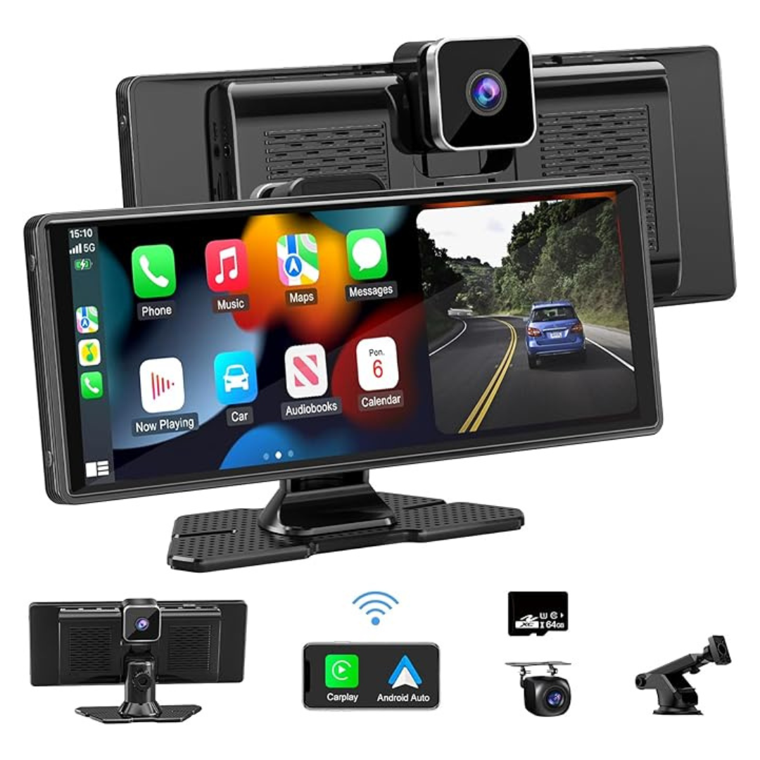 10.26" Apple CarPlay & Android Auto Car Stereo With 4k Dash Cam