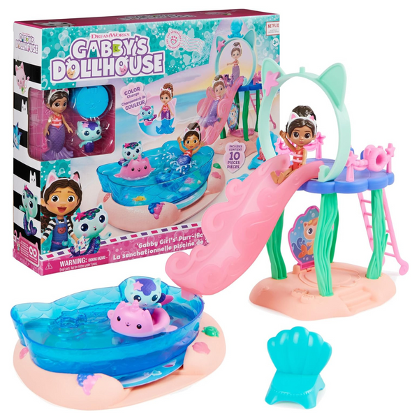 Gabbys Dollhouse Purr-ific Pool Playset With Gabby And MerCat Figures