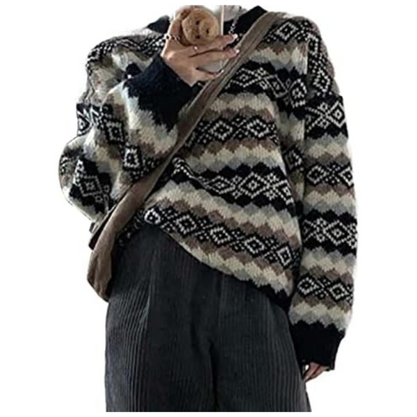 Women's Argyle Print Pullover Aztec Western Sweater (Various)