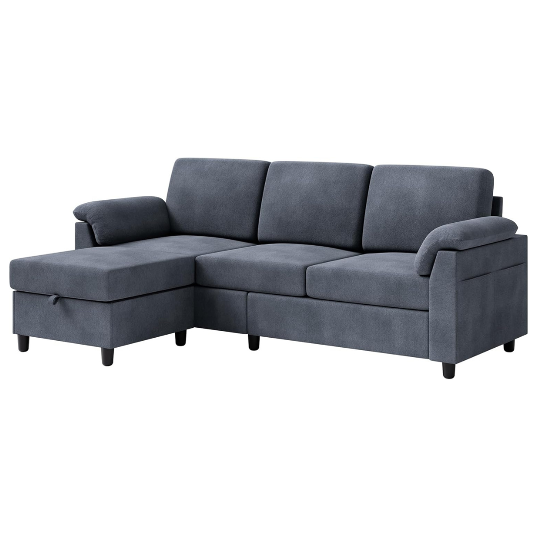 L Shaped Convertible Sectional Sofa with Removable Pillows