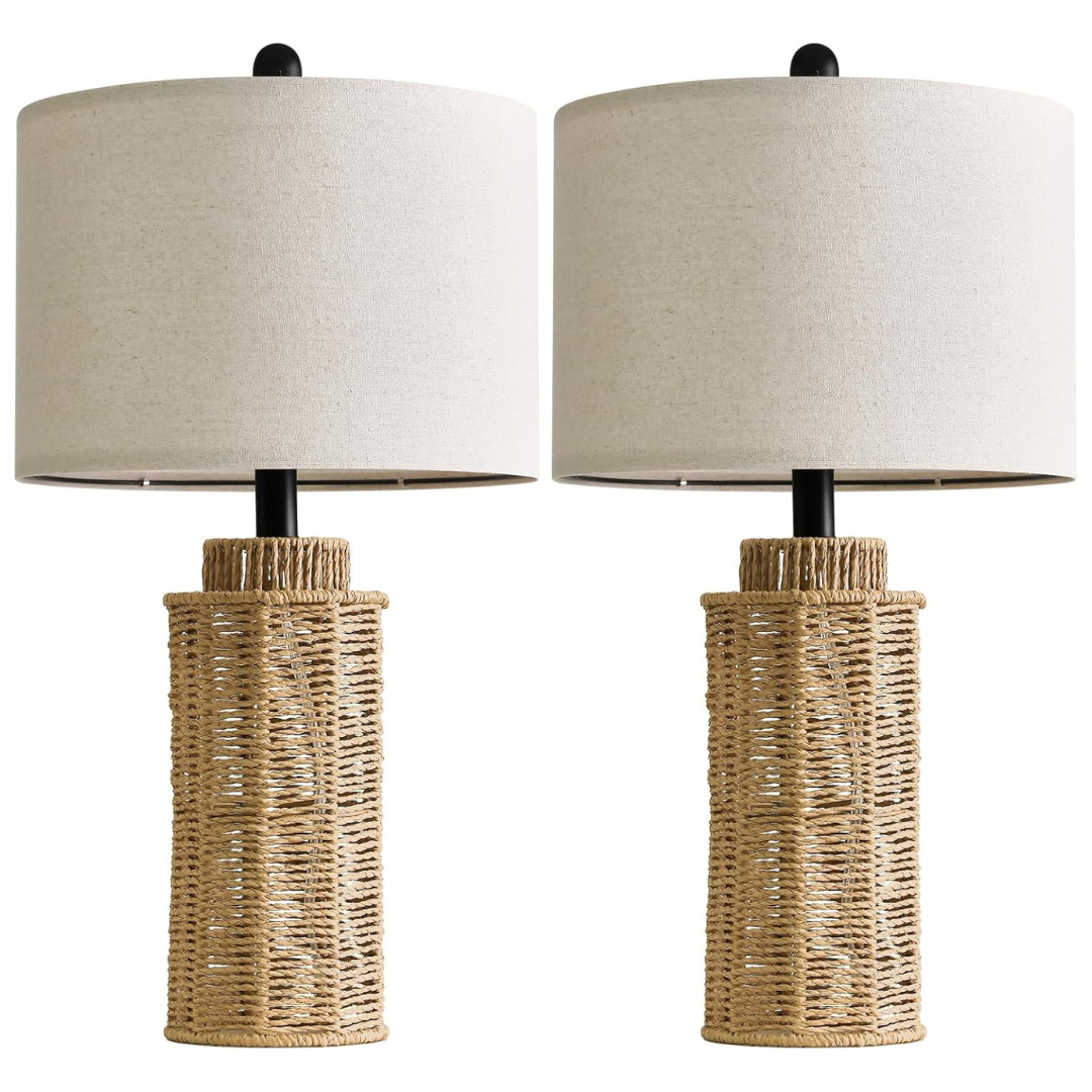 Set of 2 Oyears 22.5" Beige Shade Boho Table Lamps