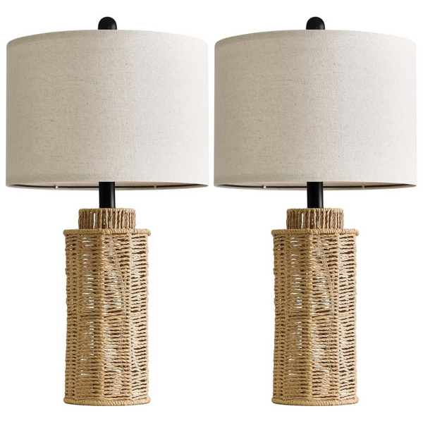 Set of 2 Oyears 22.5" Beige Shade Boho Table Lamps