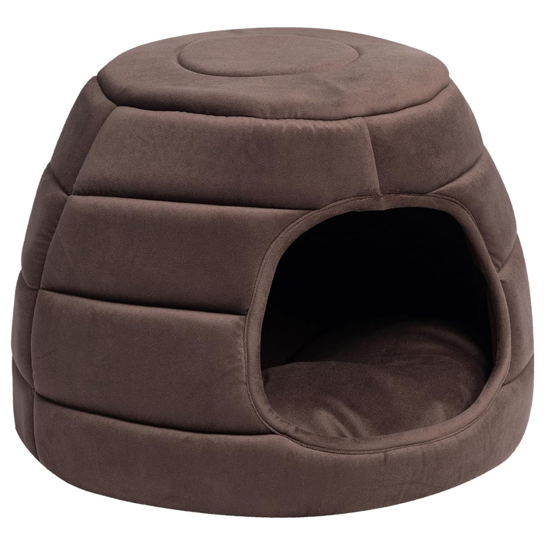 2-in-1 Cat Cave Bed With Removable Cushioned Pillow