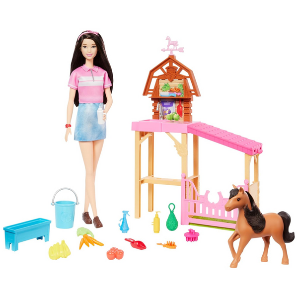 Barbie Toy Stable Playset With Fashion Doll & & 10+ Accessories