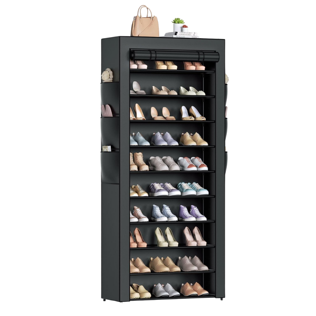 Covered Tall Metal Shoes Rack Organizer