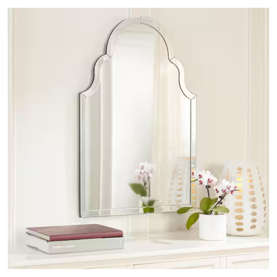 Medium Ornate Arched Beveled Glass Classic Accent Mirror