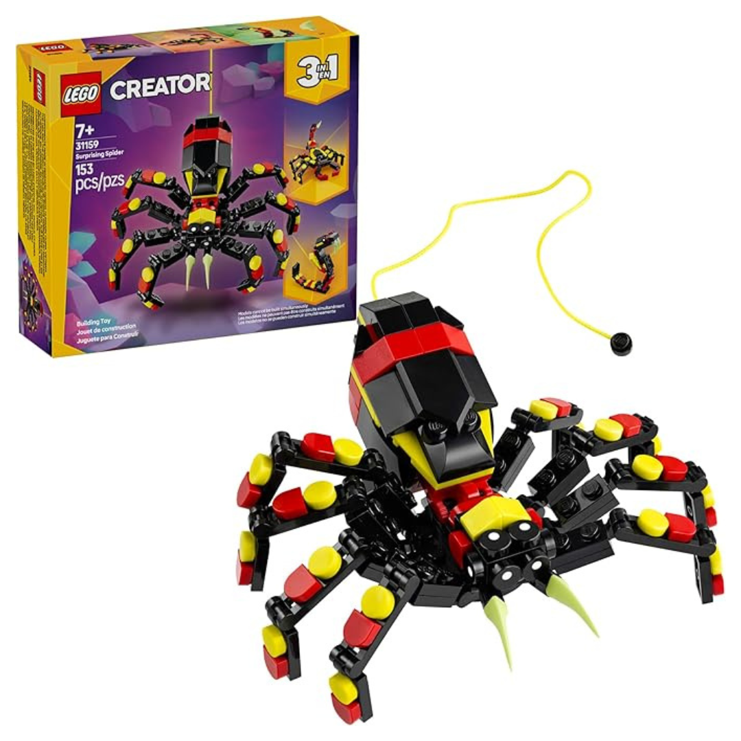 153-Piece LEGO Wild Animals 3-in-1 Surprising Spider Building Toy