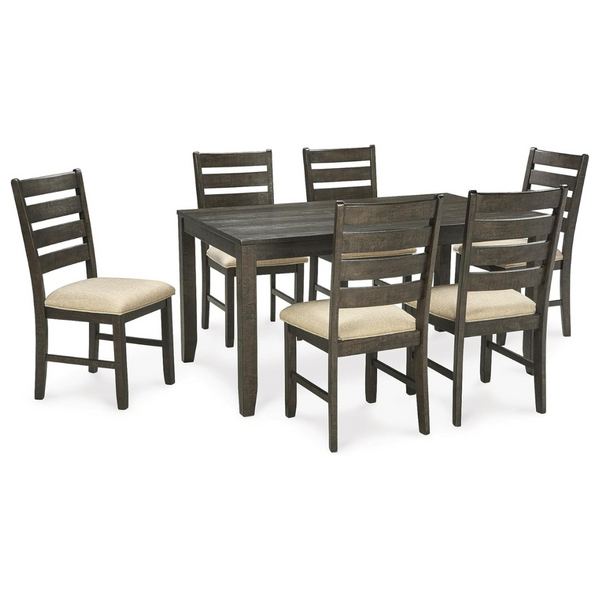 Signature Design By Ashley Rokane 20″ Dining Room Table Set With 6 Upholstered Chairs