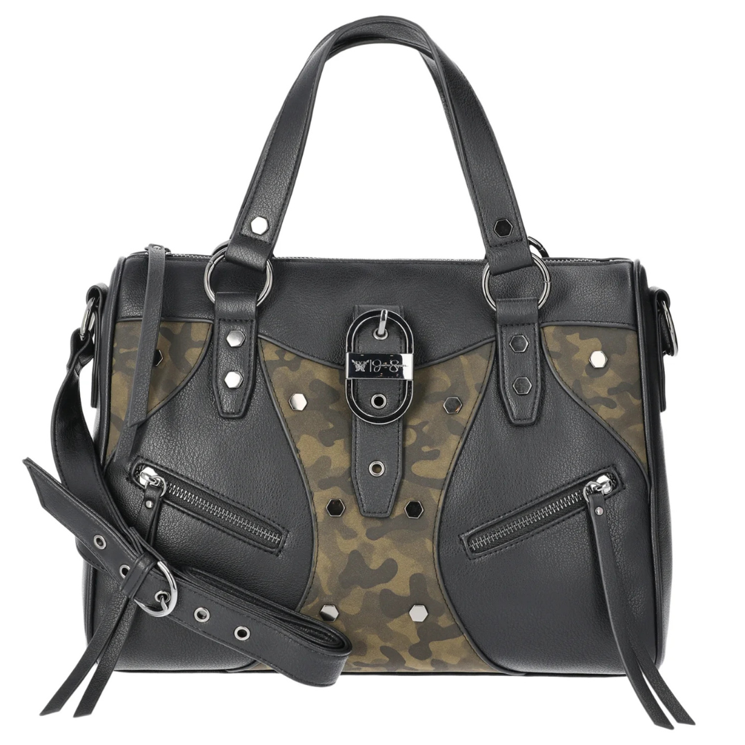 Jessica Simpson Women's Courtney Satchel Handbag (Meteorite And Camo)