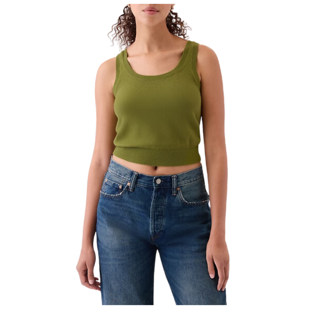 Gap Women's CashSoft Cropped Tank (Calla Green)