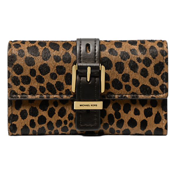 Michael Kors Nolita Medium Cheetah Print Calf Hair Tri-Fold Wallet